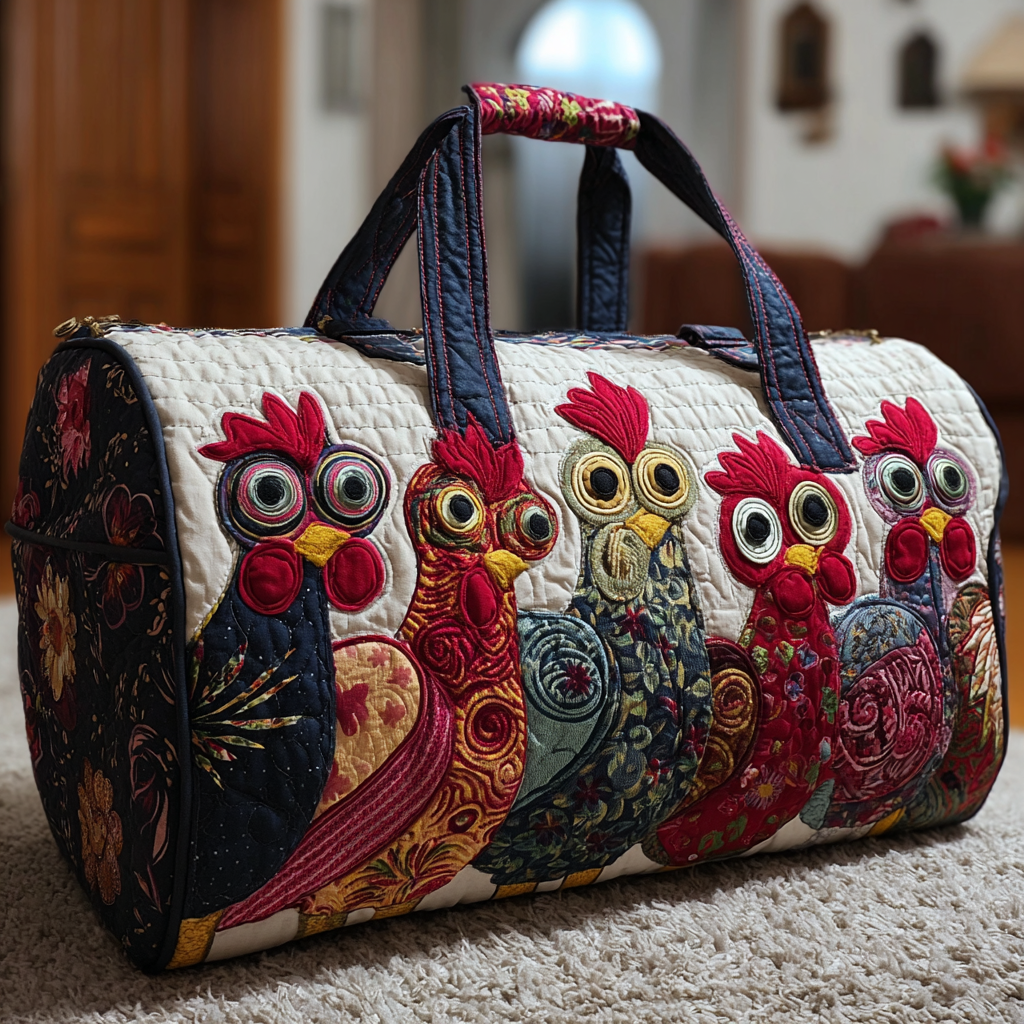 Putna Torba S Quiltom - Pijetlovi II" can be rewritten as "Quilted Travel Bag - Pijetlovi II Design.