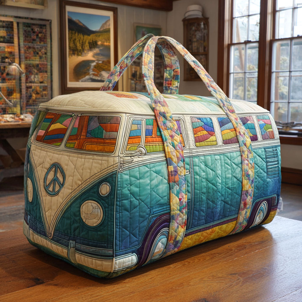 Retro Van Quilted Pattern Travel Bag